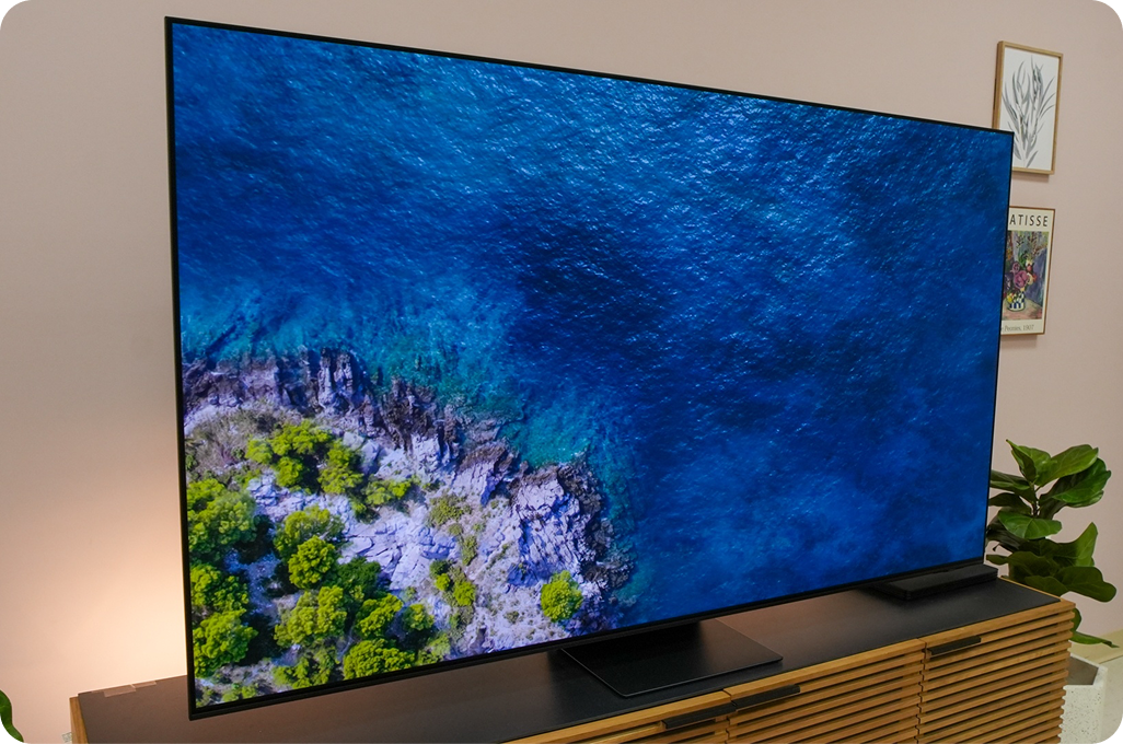 Large 4K and 8K televisions compared in a Cincinnati home theater showroom