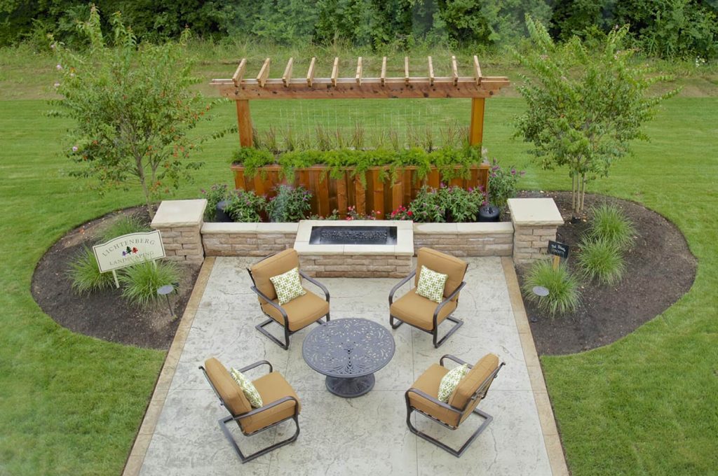 Outdoor landscape speakers installed by Phantom Sound around a Cincinnati patio